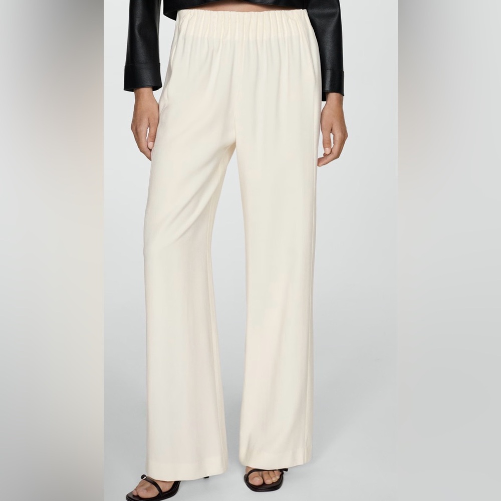Mango Cream Wide Leg Women's Pants